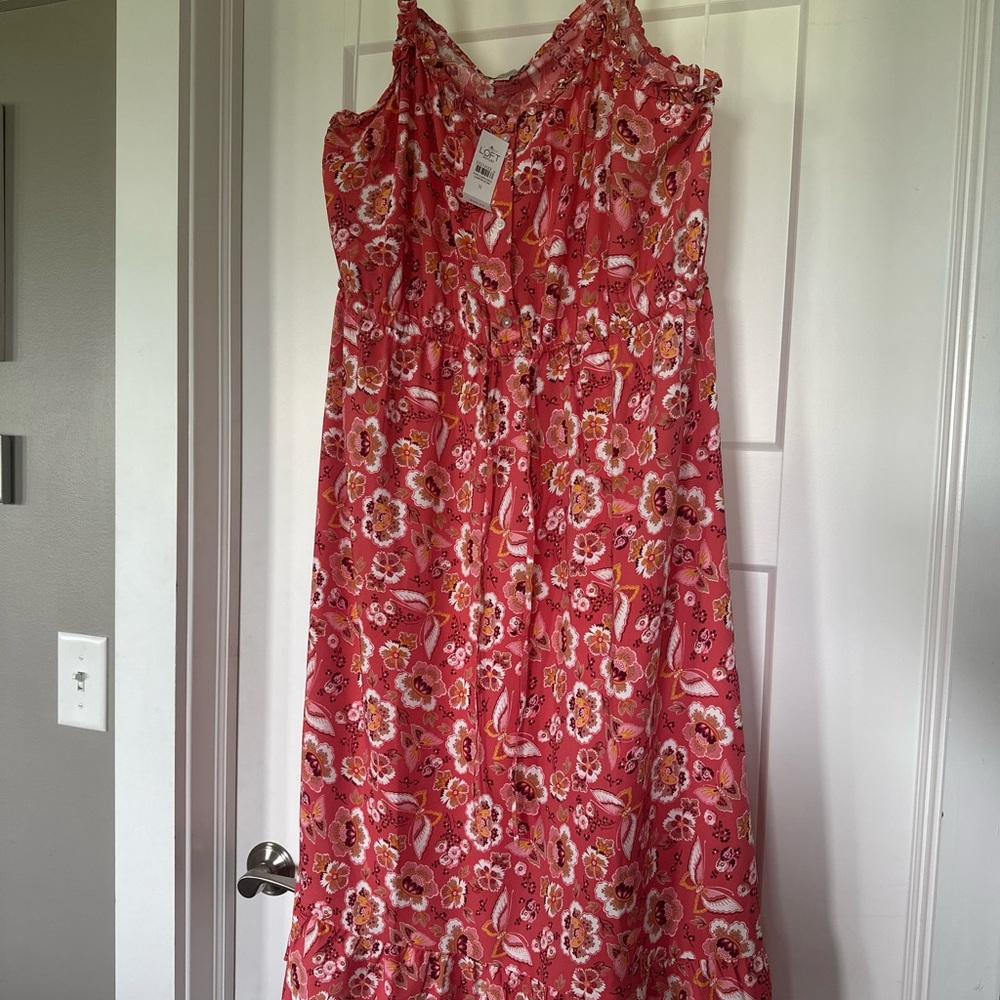 LOFT White and Pink Maxi Dress for Effortless Style